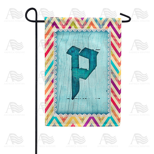 Multi Color Chevron Monogram Double Sided Garden Flag