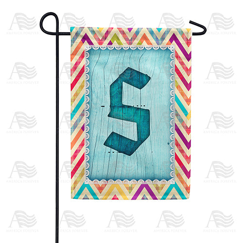 Multi Color Chevron Monogram Double Sided Garden Flag