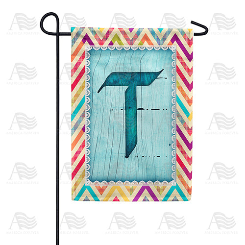 Multi Color Chevron Monogram Double Sided Garden Flag