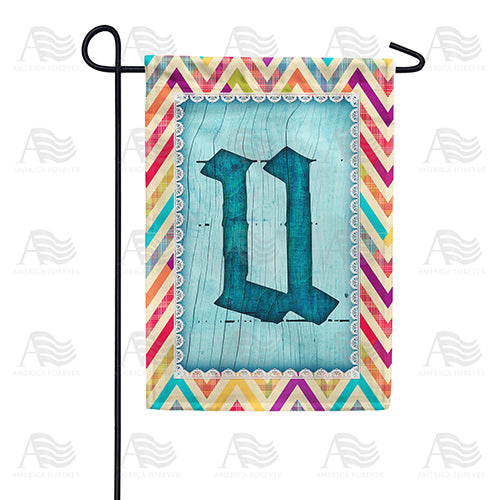 Multi Color Chevron Monogram Double Sided Garden Flag