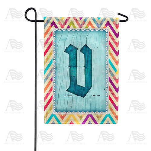 Multi Color Chevron Monogram Double Sided Garden Flag