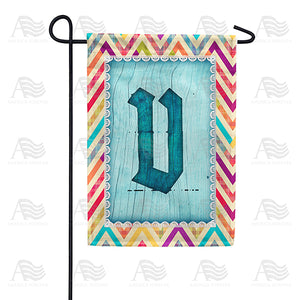 Multi Color Chevron Monogram Double Sided Garden Flag