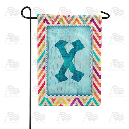 Multi Color Chevron Monogram Double Sided Garden Flag