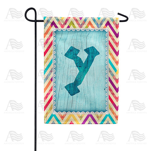 Multi Color Chevron Monogram Double Sided Garden Flag