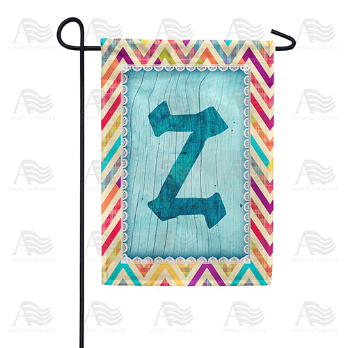 Multi Color Chevron Monogram Double Sided Garden Flag