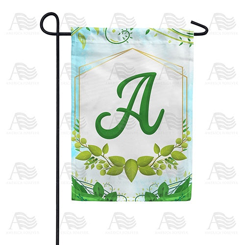 Rose Greenery Monogram Double Sided Garden Flag