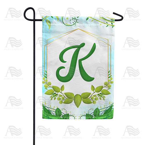 Rose Greenery Monogram Double Sided Garden Flag