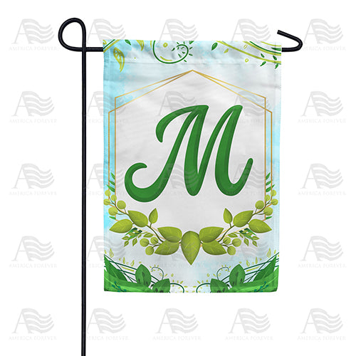 Rose Greenery Monogram Double Sided Garden Flag