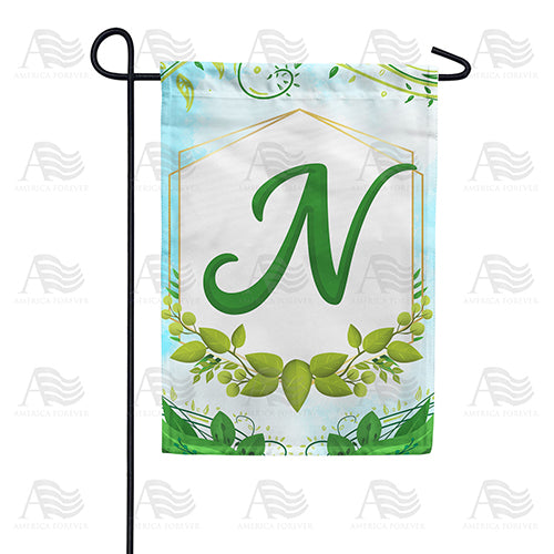 Rose Greenery Monogram Double Sided Garden Flag