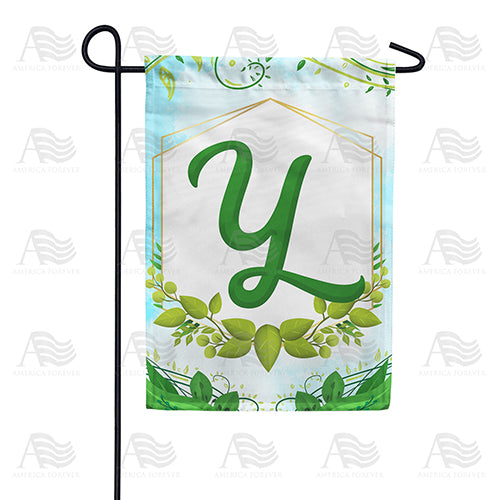 Rose Greenery Monogram Double Sided Garden Flag