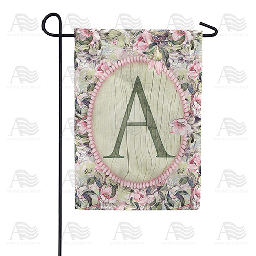 Pink Petals Monogram Double Sided Garden Flag