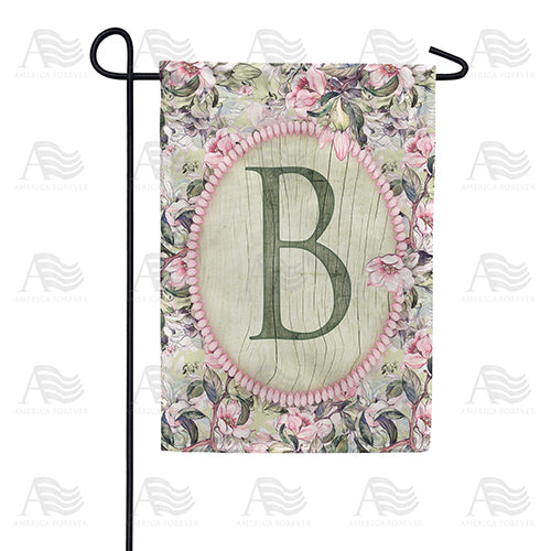 Pink Petals Monogram Double Sided Garden Flag