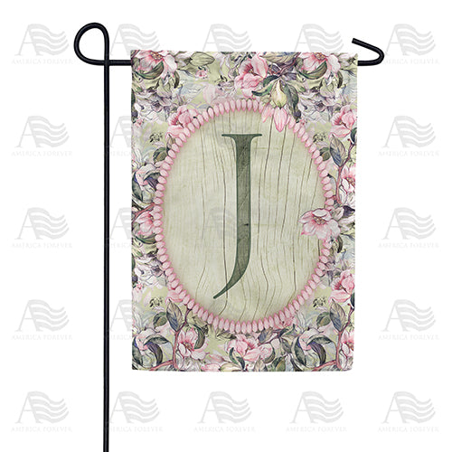 Pink Petals Monogram Double Sided Garden Flag