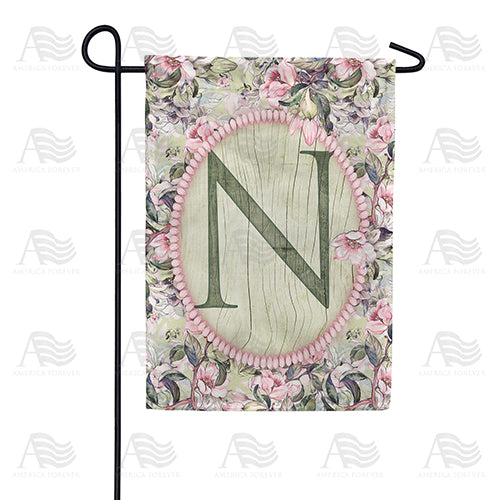 Pink Petals Monogram Double Sided Garden Flag