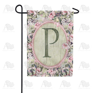Pink Petals Monogram Double Sided Garden Flag