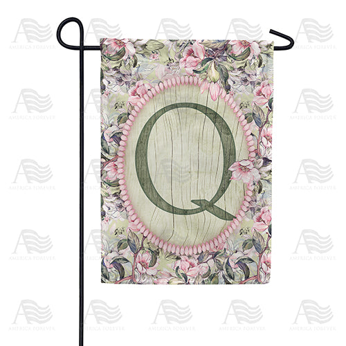 Pink Petals Monogram Double Sided Garden Flag