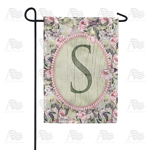 Pink Petals Monogram Double Sided Garden Flag