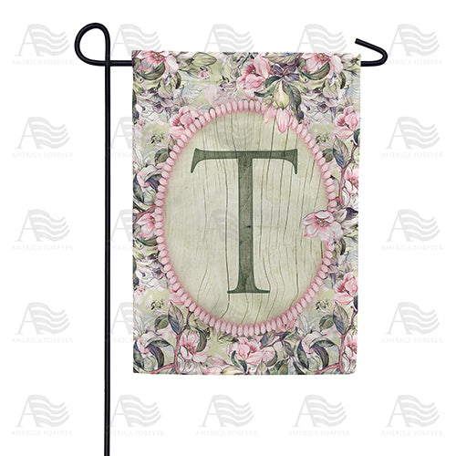 Pink Petals Monogram Double Sided Garden Flag