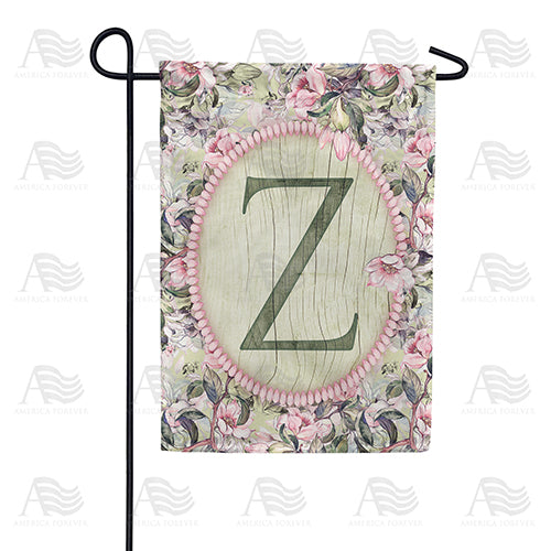 Pink Petals Monogram Double Sided Garden Flag