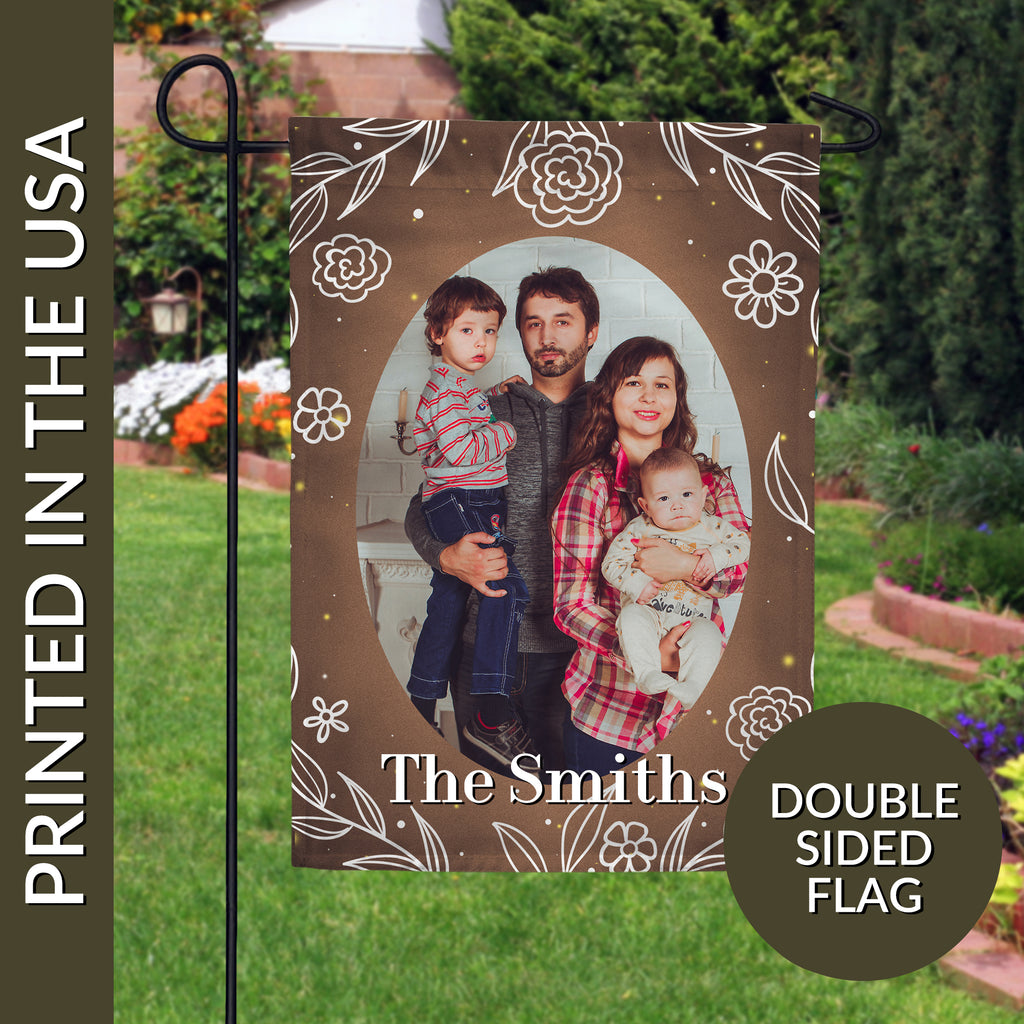 Personalized Bronze Floral Garden Flag