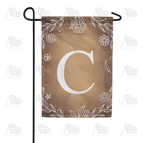 Bronze Floral Monogram Double Sided Garden Flag