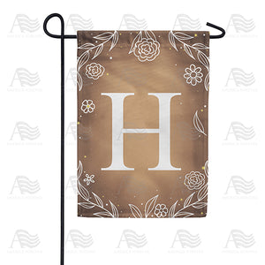 Bronze Floral Monogram Double Sided Garden Flag