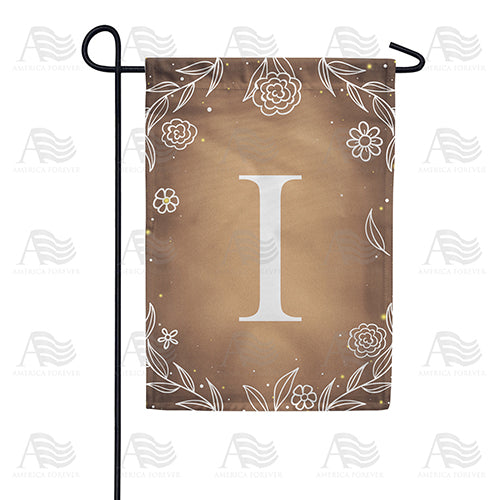 Bronze Floral Monogram Double Sided Garden Flag