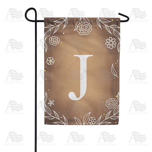 Bronze Floral Monogram Double Sided Garden Flag