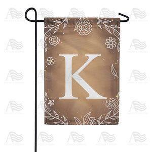 Bronze Floral Monogram Double Sided Garden Flag
