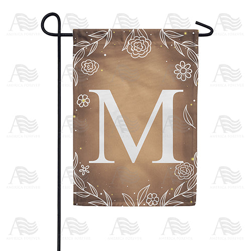 Bronze Floral Monogram Double Sided Garden Flag