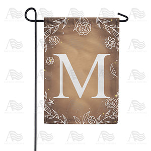 Bronze Floral Monogram Double Sided Garden Flag