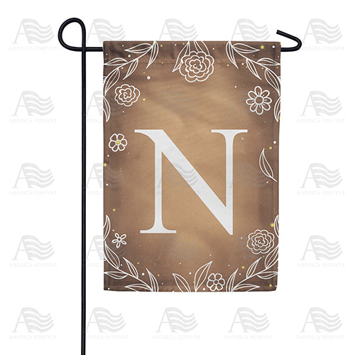 Bronze Floral Monogram Double Sided Garden Flag