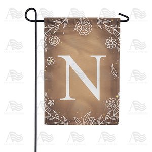 Bronze Floral Monogram Double Sided Garden Flag