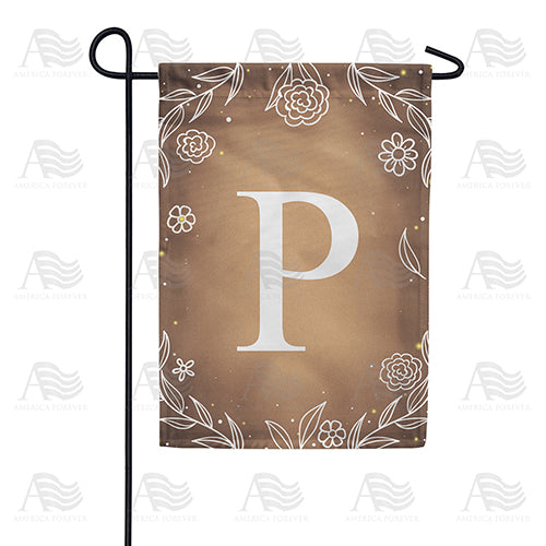 Bronze Floral Monogram Double Sided Garden Flag