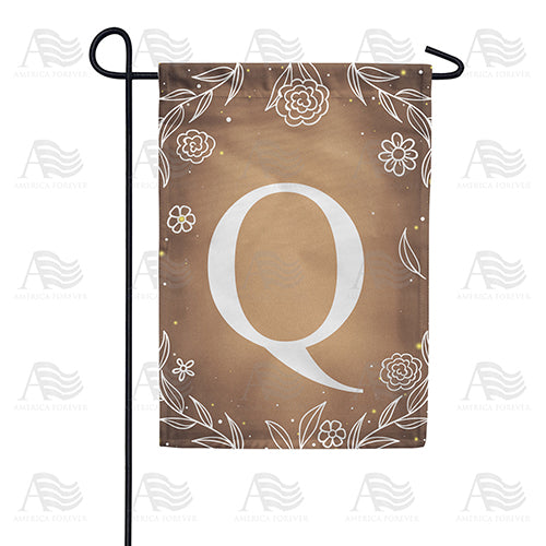 Bronze Floral Monogram Double Sided Garden Flag