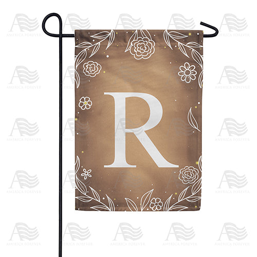 Bronze Floral Monogram Double Sided Garden Flag