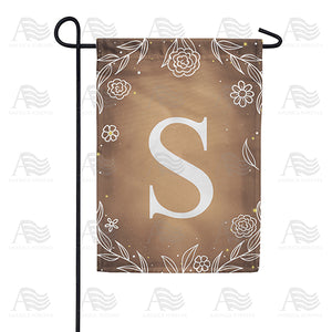 Bronze Floral Monogram Double Sided Garden Flag