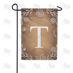 Bronze Floral Monogram Double Sided Garden Flag
