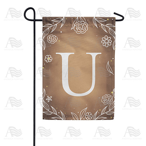 Bronze Floral Monogram Double Sided Garden Flag