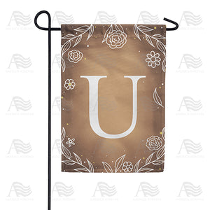 Bronze Floral Monogram Double Sided Garden Flag