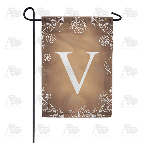 Bronze Floral Monogram Double Sided Garden Flag