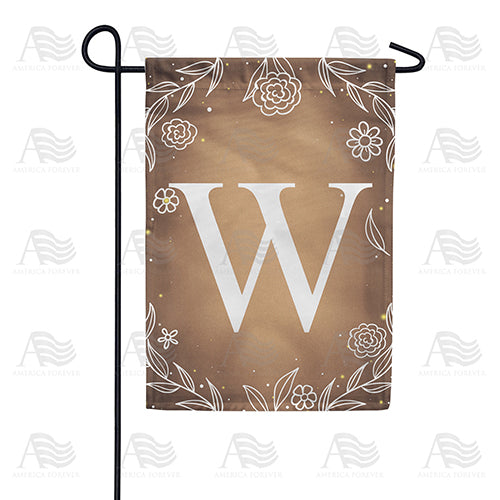Bronze Floral Monogram Double Sided Garden Flag