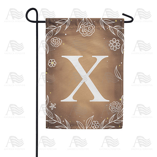 Bronze Floral Monogram Double Sided Garden Flag