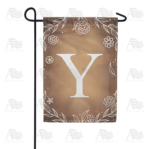 Bronze Floral Monogram Double Sided Garden Flag