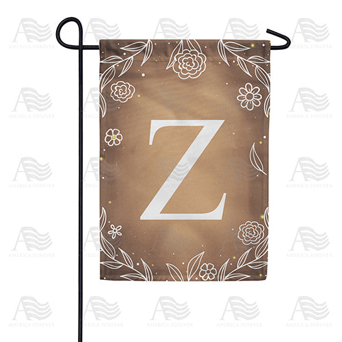 Bronze Floral Monogram Double Sided Garden Flag