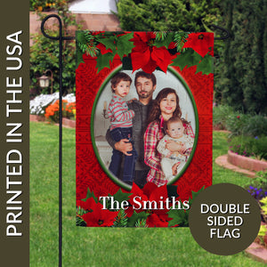 Personalized Red Poinsettia Garden Flag