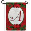 Red Poinsettia Monogram Double Sided Garden Flag