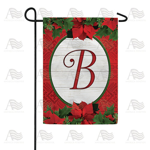 Red Poinsettia Monogram Double Sided Garden Flag