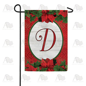 Red Poinsettia Monogram Double Sided Garden Flag
