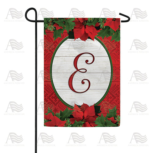 Red Poinsettia Monogram Double Sided Garden Flag